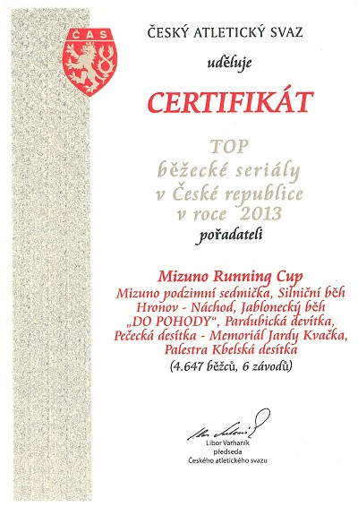 Certifikát ČAS